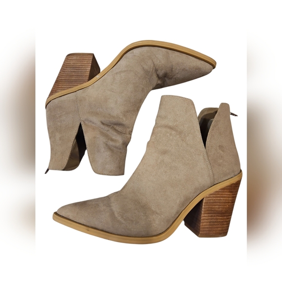 Abound SZ 9.5 Cowgirl Chic Tan Callan Bootie Back Zip 3.5" Block Heel 4.5" Shaft - Picture 5 of 9